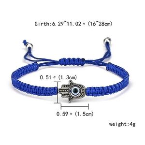 Unisex Blue Hasma Hand Rope Bracelet Adjustable ☆